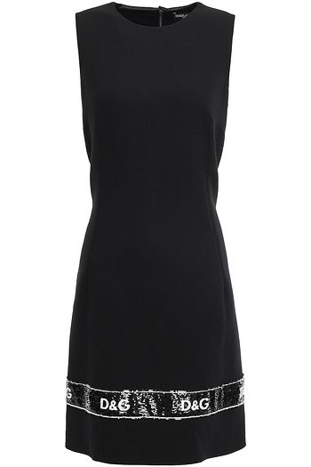 DOLCE & GABBANA Sequin-embellished wool-blend crepe mini dress