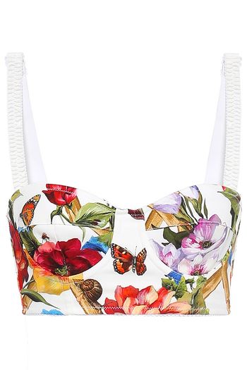 DOLCE & GABBANA Floral-print stretch-cotton bustier