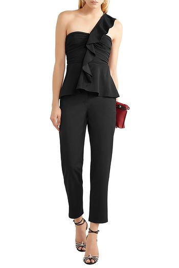 VERONICA BEARD Bellamy one-shoulder ruffled crepe top