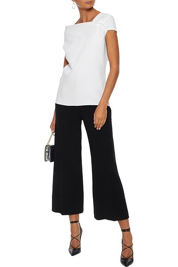 ROLAND MOURET Raywell asymmetric draped wool-crepe top