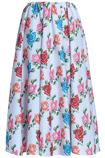 EMILIA WICKSTEAD Jane pleated floral-print cloqué midi skirt