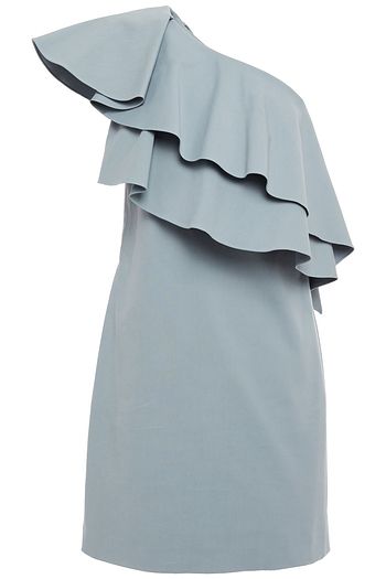 LANVIN One-shoulder layered cotton-blend mini dress
