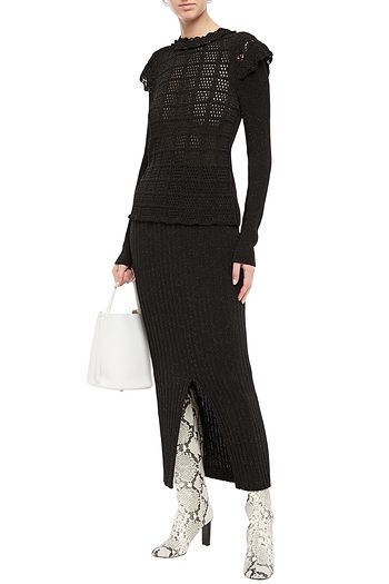 SEE BY CHLOÉ Split-front ribbed-knit midi pencil skirt