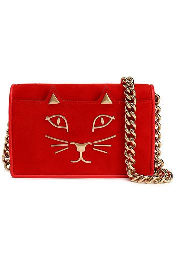 CHARLOTTE OLYMPIA Feline embellished suede shoulder bag