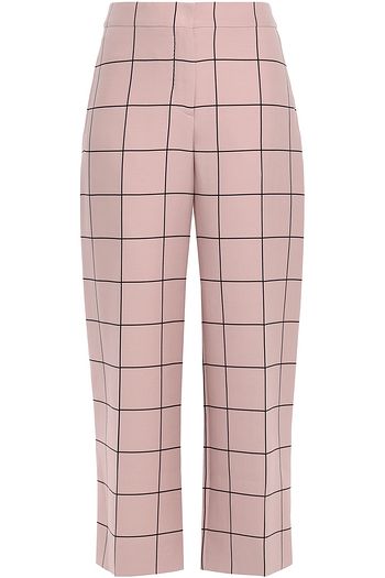 VALENTINO Cropped checked wool and silk-blend straight-leg pants