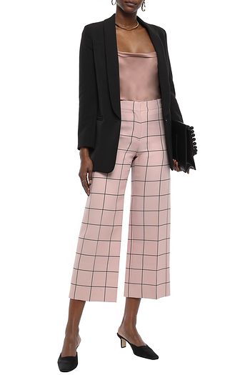 VALENTINO Cropped checked wool and silk-blend straight-leg pants