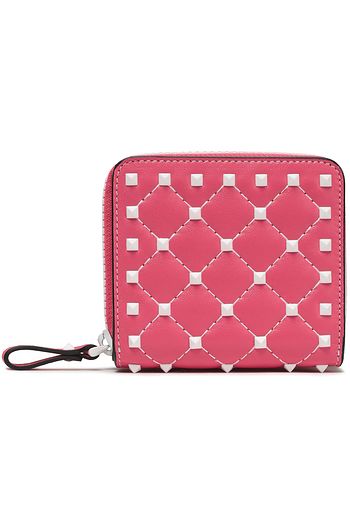 VALENTINO GARAVANI Studded quilted textured-leather wallet