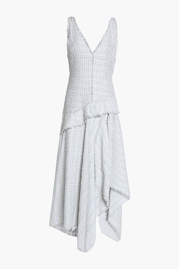 PROENZA SCHOULER Asymmetric fringe-trimmed tweed midi dress