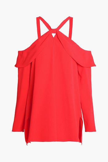 PROENZA SCHOULER Cold-shoulder ruffled crepe de chine top