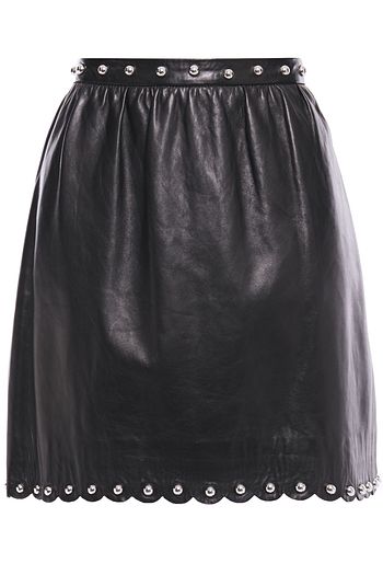 REDVALENTINO Studded gathered leather mini skirt