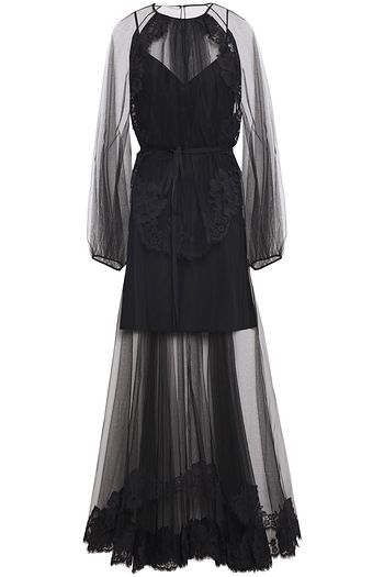 STELLA MCCARTNEY Robe aus Tüll mit Spitzenbesatz und Falten
