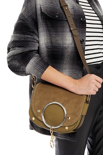 SEE BY CHLOÉ Schultertasche aus strukturiertem Leder und Veloursleder