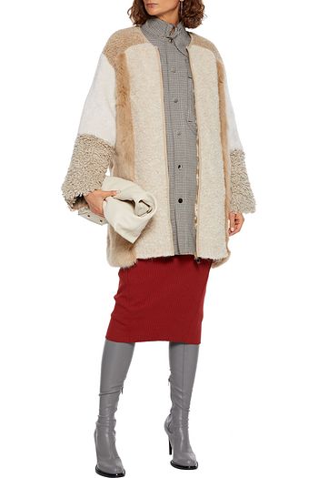 STELLA MCCARTNEY Patchwork faux fur and alpaca-blend coat
