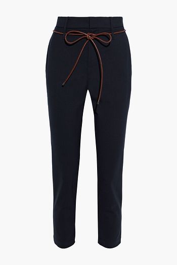 BRUNELLO CUCINELLI Cropped belted wool-blend slim-leg pants