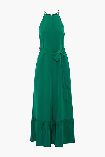 TIBI Cropped ruffle-trimmed silk crepe de chine jumpsuit