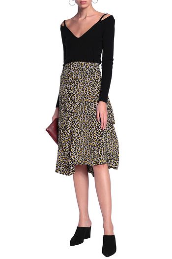 DEREK LAM Jaune printed silk crepe de chine skirt