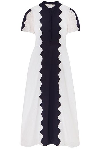 VALENTINO Paneled broderie anglaise cotton-blend and silk-crepe midi dress