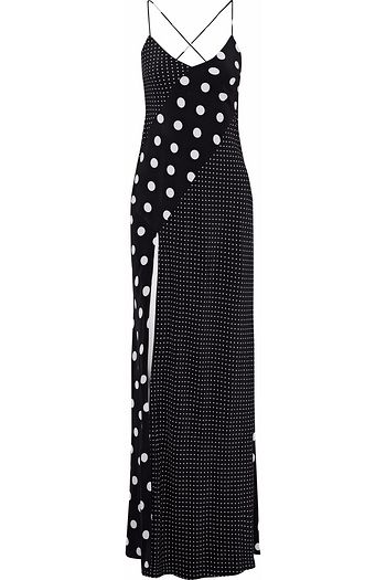 MICHELLE MASON Wrap-effect open-back printed washed-silk gown