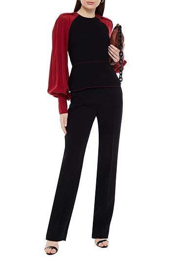 ROKSANDA Silk-paneled two-tone crepe blouse