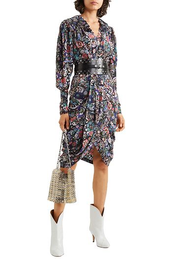 ISABEL MARANT Blandine draped printed silk-blend dress
