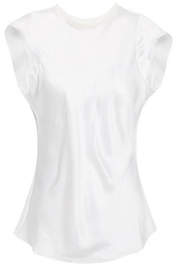 FRAME Paneled silk-satin and ribbed jersey top