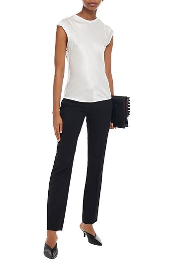 FRAME Paneled silk-satin and ribbed jersey top