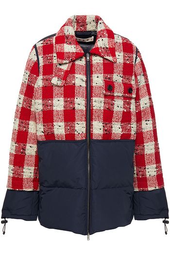 MARNI Quilted shell and checked wool-tweed jacket