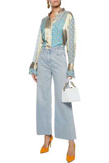 DIANE VON FURSTENBERG Polka-dot satin-paneled chiffon blouse