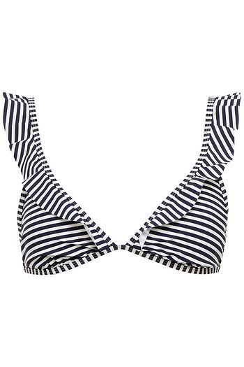 TORY BURCH Gestreiftes Triangel-Bikini-Oberteil mit Rüschen