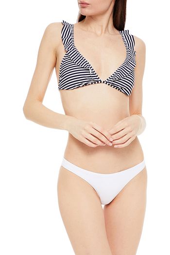 TORY BURCH Gestreiftes Triangel-Bikini-Oberteil mit Rüschen