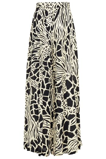ALBERTA FERRETTI Pleated printed silk crepe de chine wide-leg pants