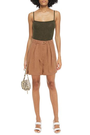 ALBERTA FERRETTI Pleated washed-twill shorts