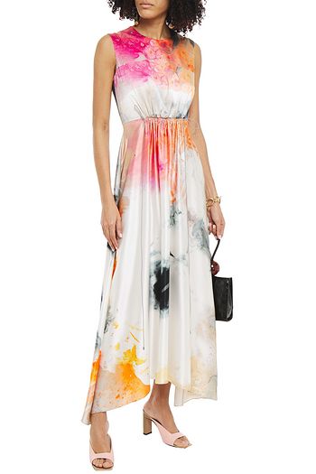 ROKSANDA Nysa gathered printed silk-satin maxi dress
