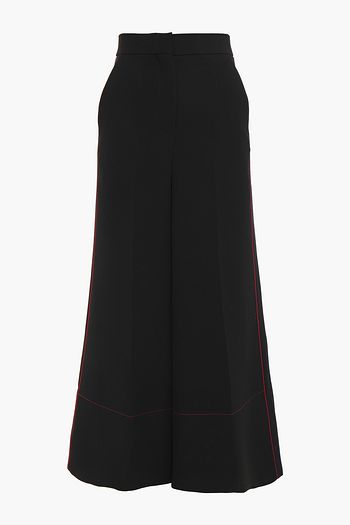 ROKSANDA Satin-trimmed crepe wide-leg pants