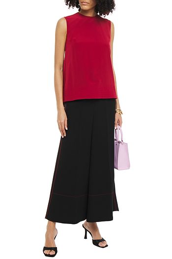 ROKSANDA Satin-trimmed crepe wide-leg pants