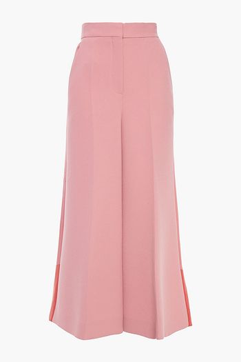 ROKSANDA Satin-trimmed crepe wide-leg pants