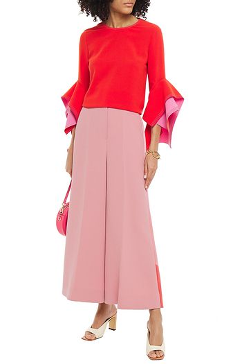 ROKSANDA Satin-trimmed crepe wide-leg pants