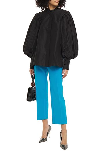 ROKSANDA Cotton and silk-blend taffeta and printed silk-satin blouse