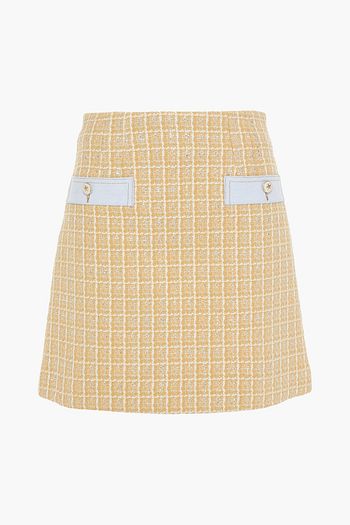 SANDRO Melle button-embellished metallic cotton-blend tweed mini skirt