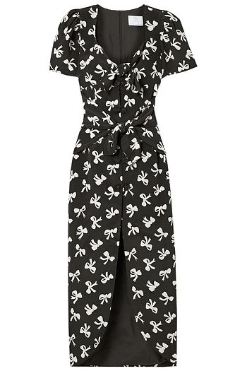 REBECCA DE RAVENEL Zaza tie-detailed printed silk-crepe midi dress