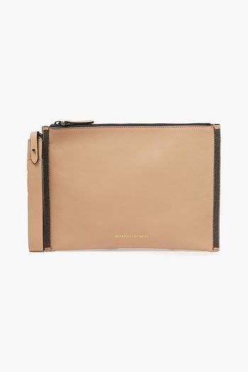 BRUNELLO CUCINELLI Pochette aus Leder mit Zierperlen