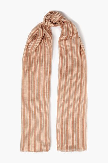 BRUNELLO CUCINELLI Frayed striped linen-gauze scarf