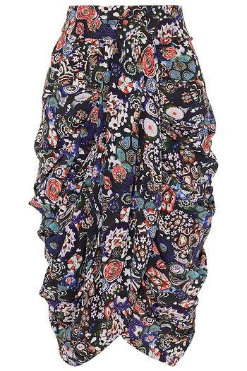 ISABEL MARANT Betina ruched floral-print stretch-silk crepe de chine skirt