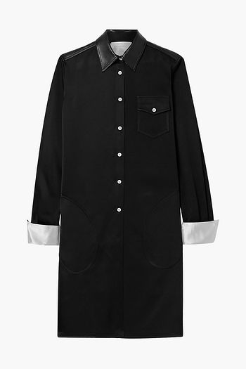 PETER DO Faux leather-trimmed satin-twill shirt dress