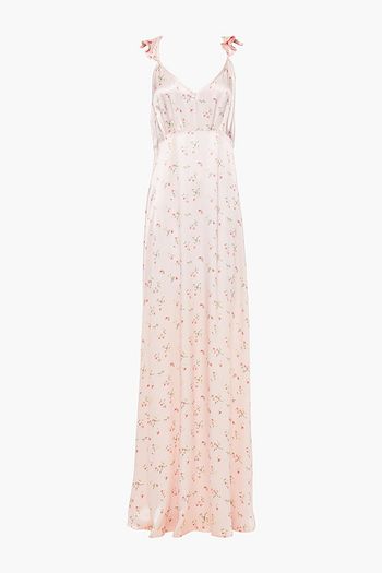 GHOST LONDON Dahlia ruffled floral-print satin maxi dress