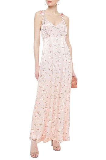 GHOST LONDON Dahlia ruffled floral-print satin maxi dress
