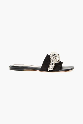 ALEXANDER MCQUEEN Crystal-embellished suede slides