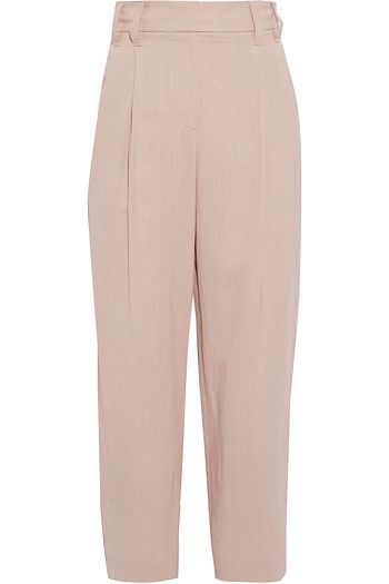 BRUNELLO CUCINELLI Cropped pleated slub twill tapered pants