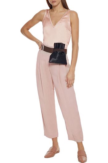 BRUNELLO CUCINELLI Cropped pleated slub twill tapered pants