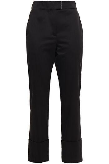 BRUNELLO CUCINELLI Cropped bead-embellished cotton-blend sateen slim-leg pants